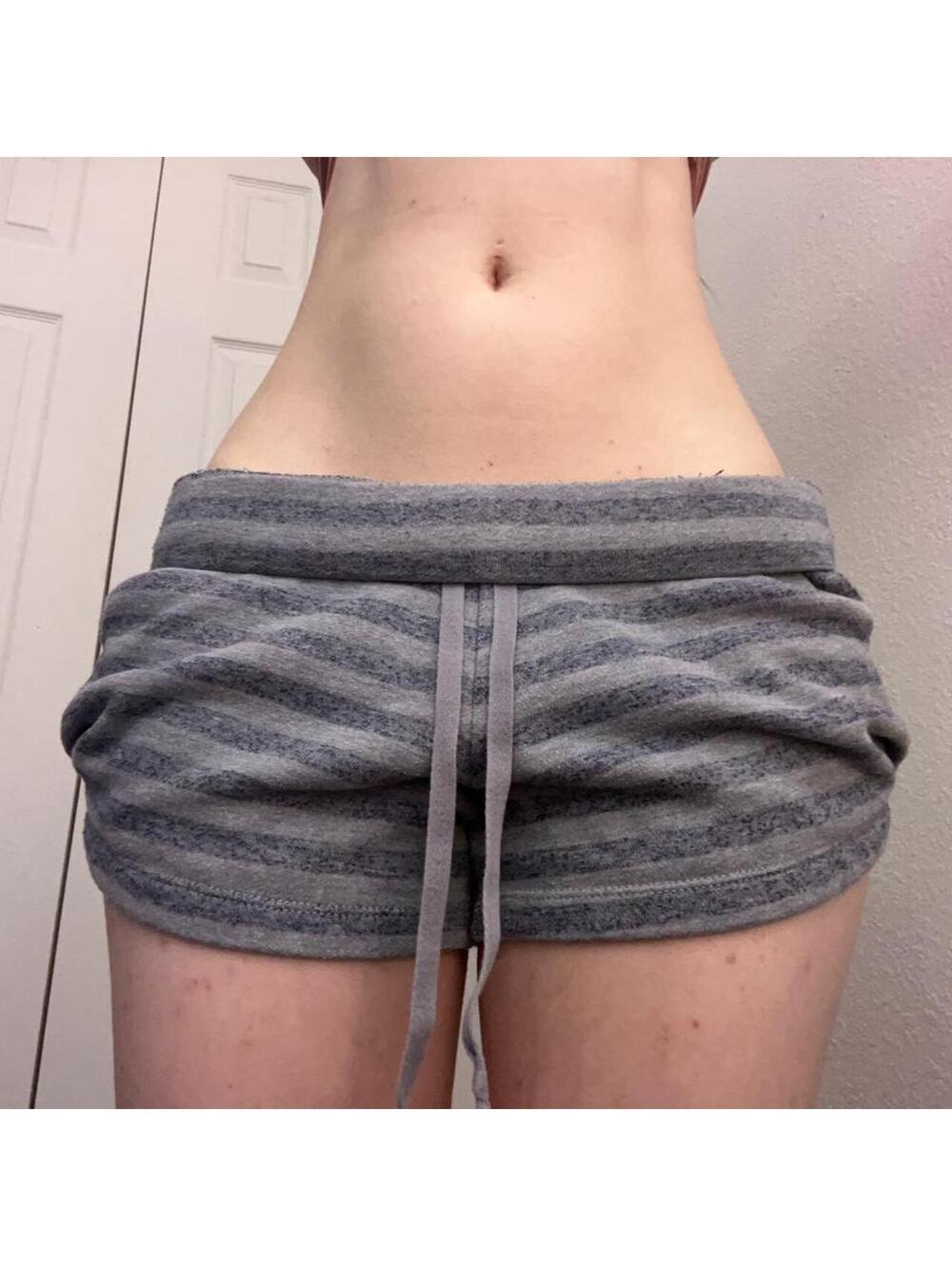 grey striped mini shorts